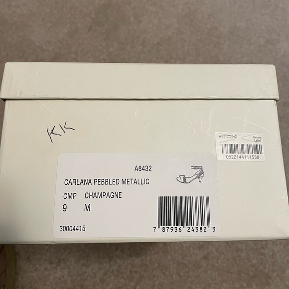 044. NIB Coach Carlana Pebbled Metallic Champagne Espadrilles Platform Wdgs S 9M - Picture 4 of 11